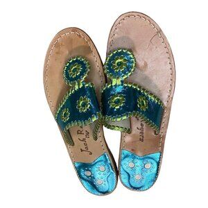 Metallic green canvas sandals